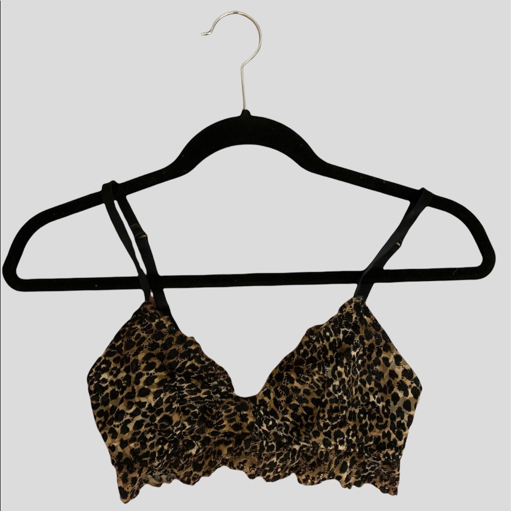 Cheetah print lace bralette adjustable straps